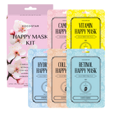 KOCOSTAR Happy Mask Kit, 5 kangasnaamiota, kasvonaamio k-beauty, korealainen kosmetiikka, sinunapteekki.fi