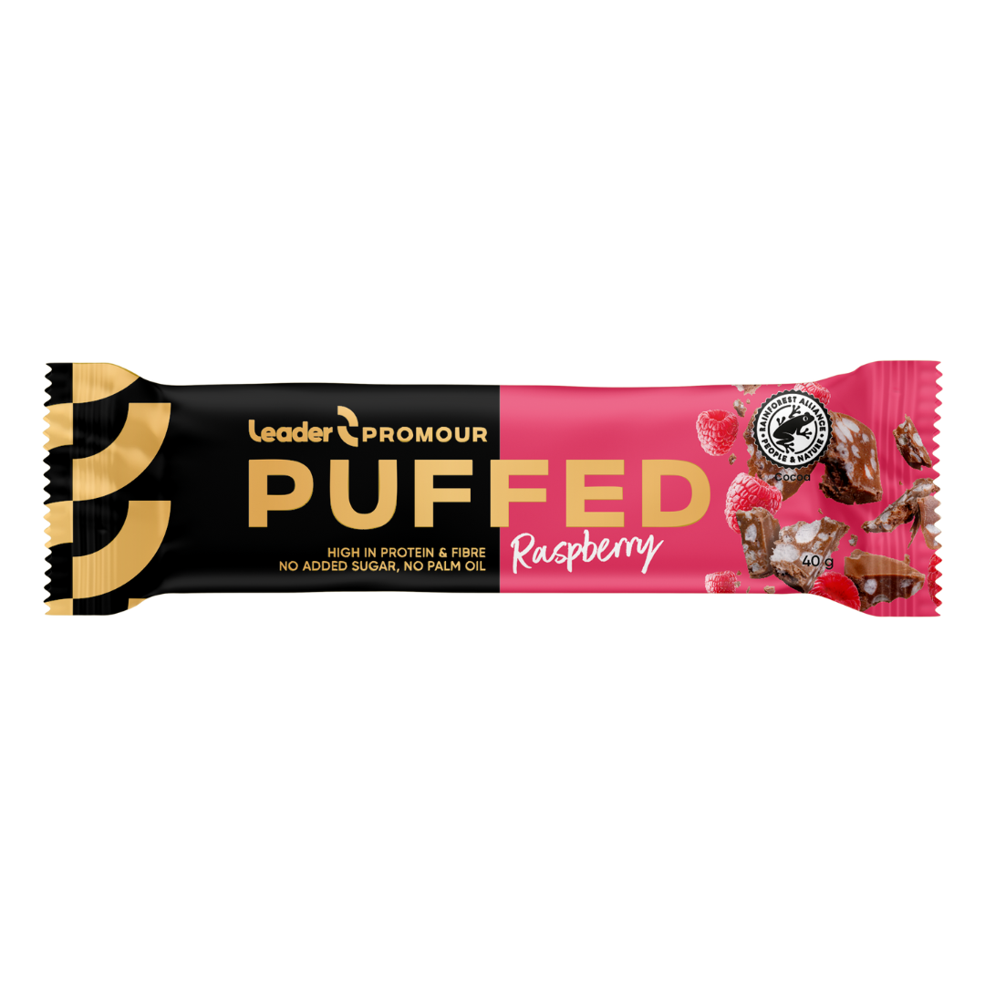 Leader Promour Puffed Raspberry - Proteiinipatukka 40g