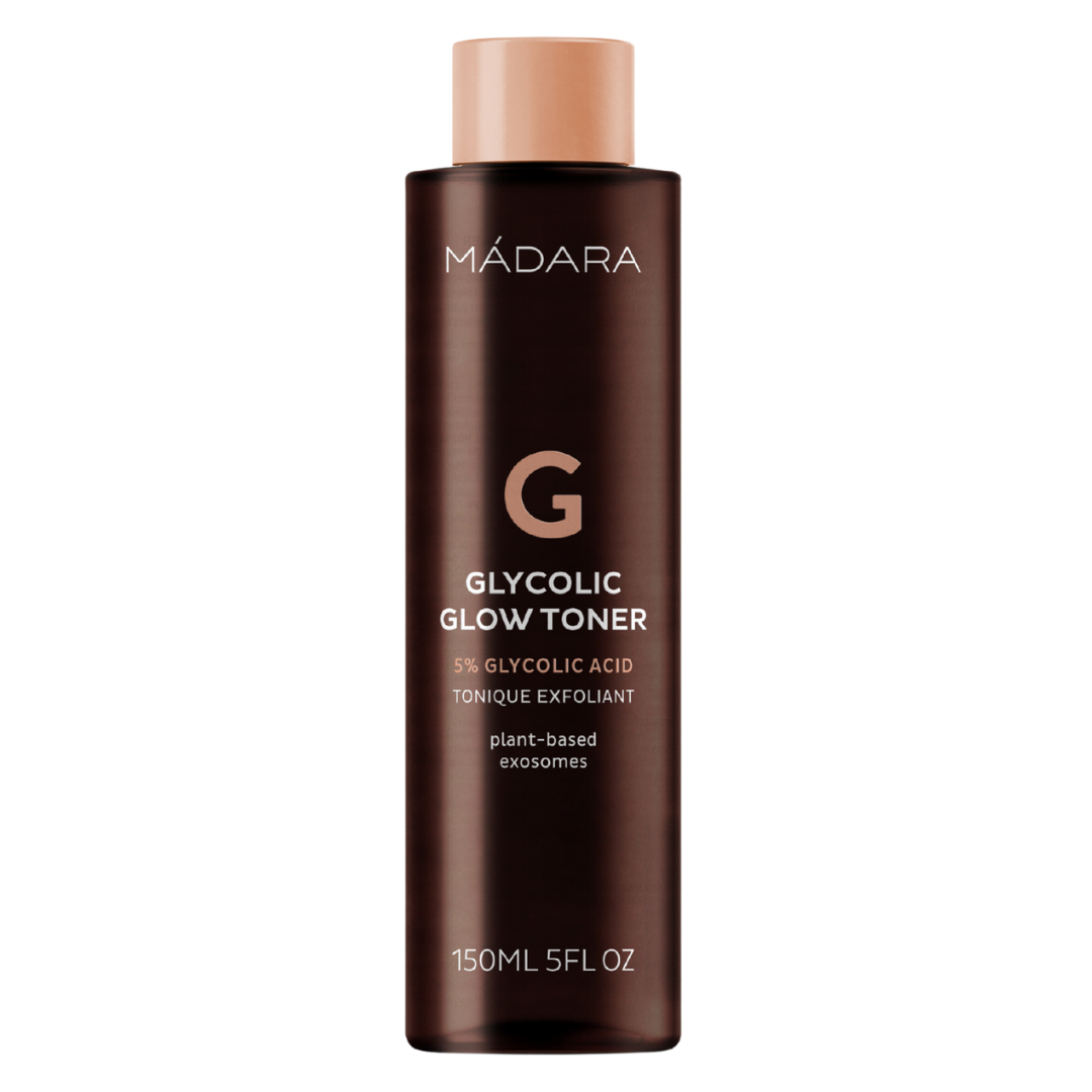 Hellävaraisesti kuoriva Madara Glycolic Glow Toner -kasvovesi