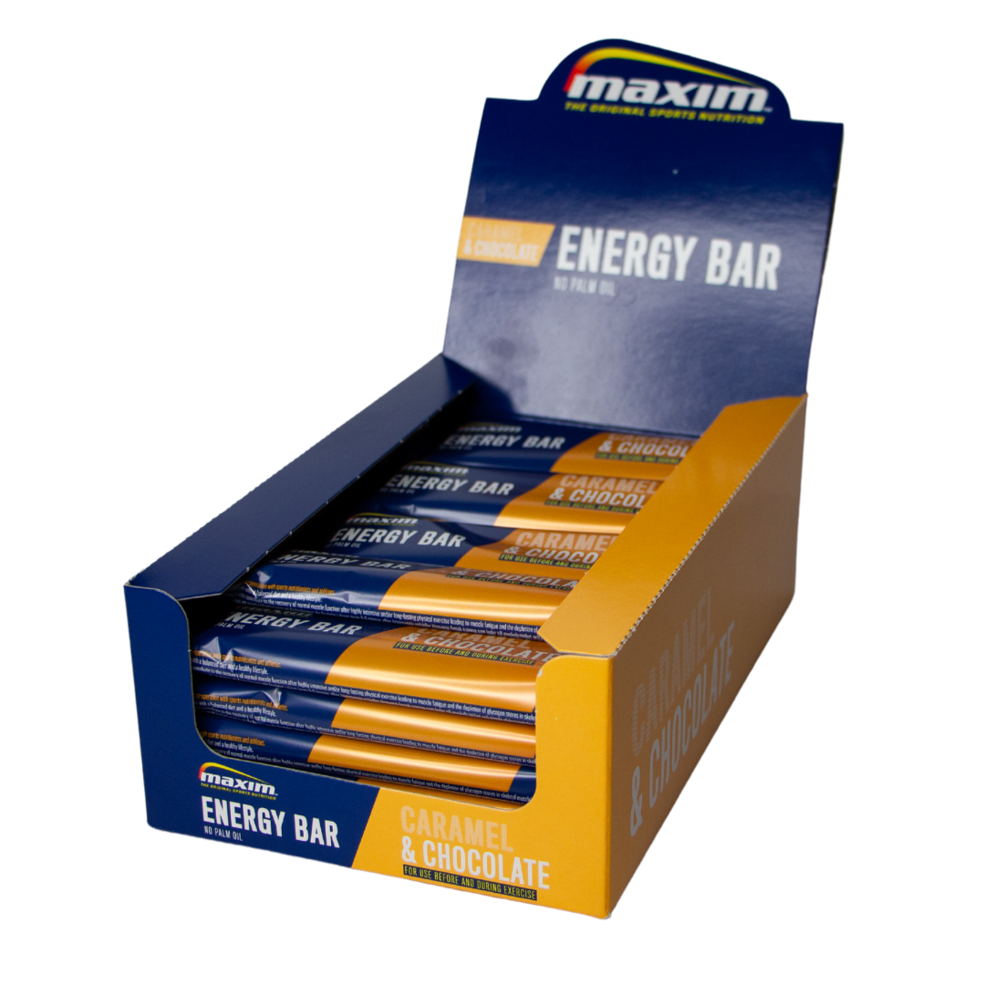 Maxim Energy Bar Caramel & Chocolate - Energiapatukka Karamelli ja Suklaa 25 kpl x 55 g TUKKUPAKKAUS - Sinunapteekki.fi
