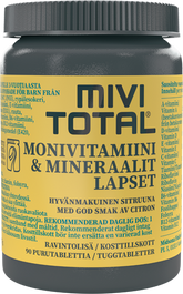 Mivitotal Monivitamiini & Mineraali Lapset - Sitruunanmakuinen 90 purutablettia - Erä