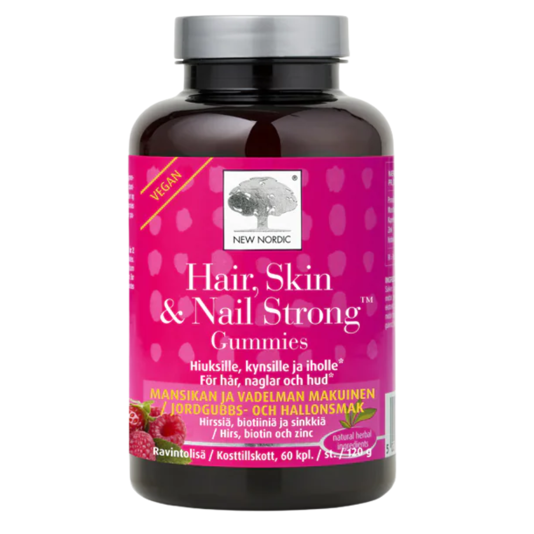 New Nordic Hair, Skin & Nail Strong Gummies -  Pehmovitamiini hiuksille, iholle ja kynsille 60 kpl 