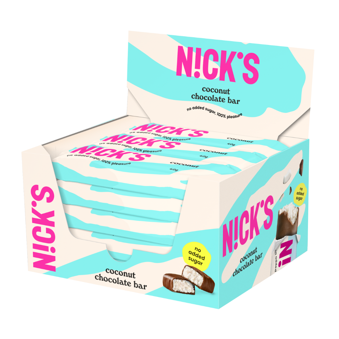 Nick's Coconut Chocolate Bar - Suklaapatukka 15 x 40 g TUKKUPAKKAUS