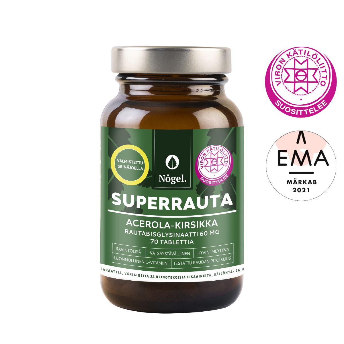 Nogel Superrauta - Acerola-kirsikka 60 mg 70 tabl.