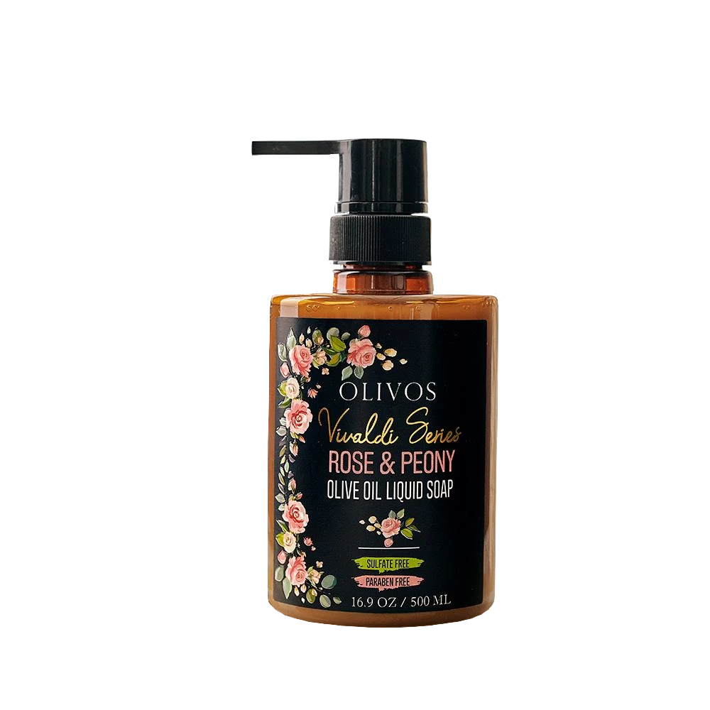 Olivos Olive Oil Rose & Peony Liquid Soap - Nestemäinen Ruusu & Pioni Oliiviöljysaippua 500 ml