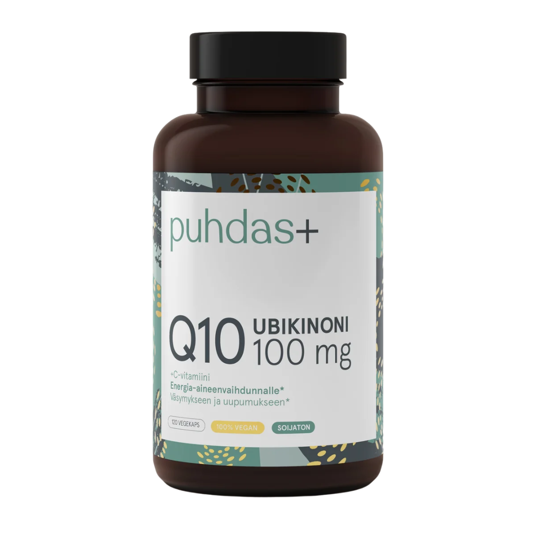 Puhdas+ Ubikinoni Q10 100 mg + C-vitamiini 120 vegekaps.