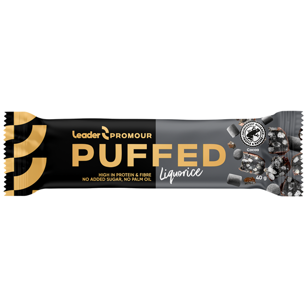 Leader Promour Puffed Liquorice - Proteiinipatukka Lakritsi 40 g