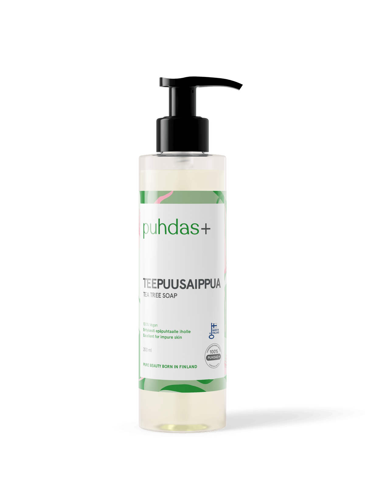 Puhdas+ Nestemäinen Teepuusaippua 200 ml - Pumppupullossa - Sinunapteekki.fi
