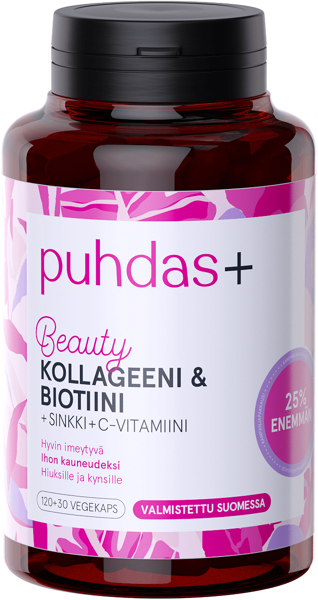 Puhdas+ Beauty - Kollageeni & Biotiini 120 + 30 kaps.