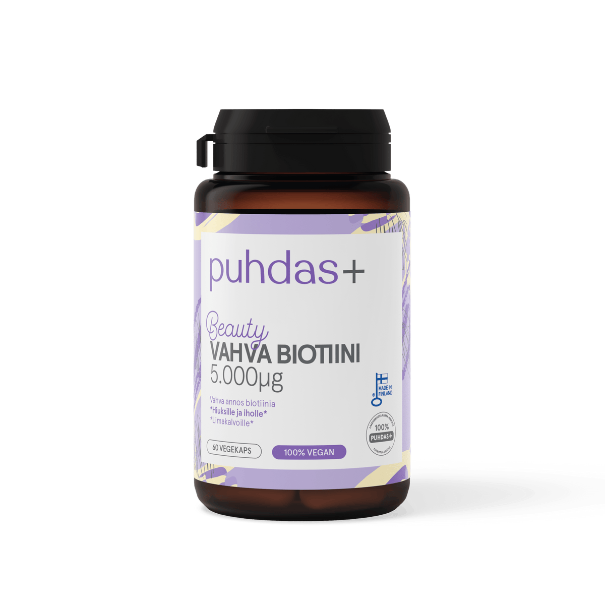 Puhdas+ Beauty Vahva Biotiini 5.000 µg 60 kaps. - Päiväys 09/2025