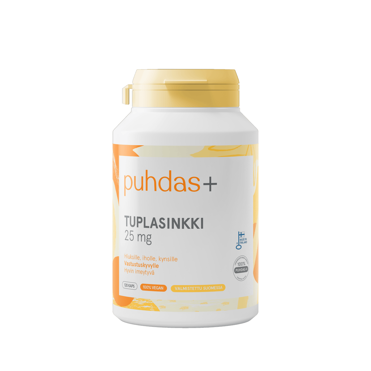 Puhdas+ Tuplasinkki 25 mg 120 vegekaps. - Päiväys 02/2025 - Sinunapteekki.fi