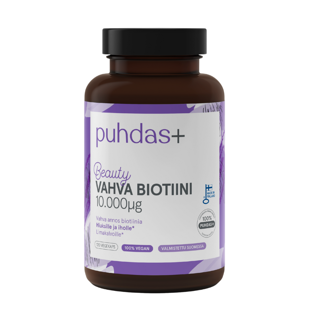 Puhdas+ Beauty Vahva Biotiini 10 000 µg 120 vegekaps.