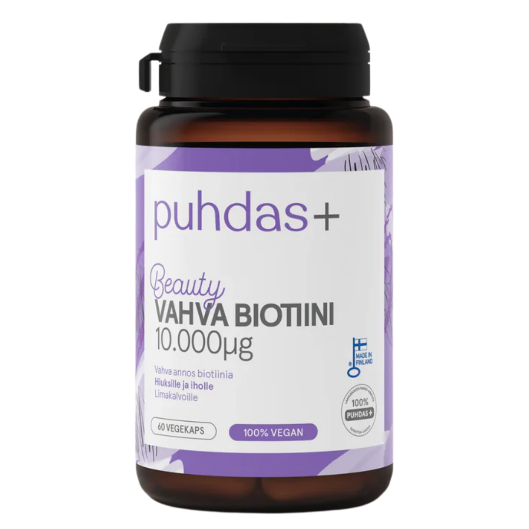 Puhdas+ Beauty Vahva Biotiini 10 000 µg 60 vegekaps.
