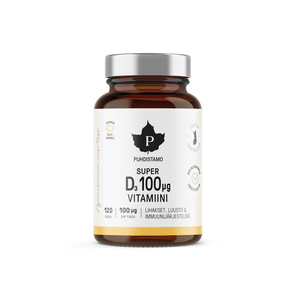 Puhdistamo Super D-Vitamiini 100 μg 120 kaps.