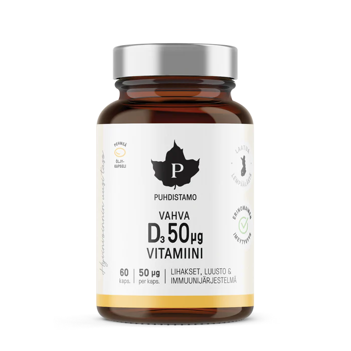Puhdistamo Vahva D-vitamiini 50 µg 60 kaps.