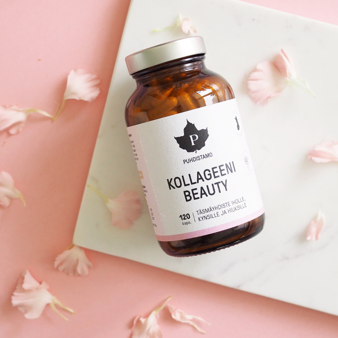 Puhdistamo Kollageeni Beauty 120 kaps. sinkki, c-vitamiini, iholle, kynsille, hiuksille, verisol kollageeni
