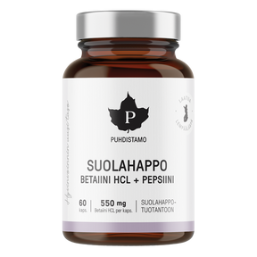 Puhdistamo Suolahappo - Betaiini HCL+pepsiini 60 kaps.