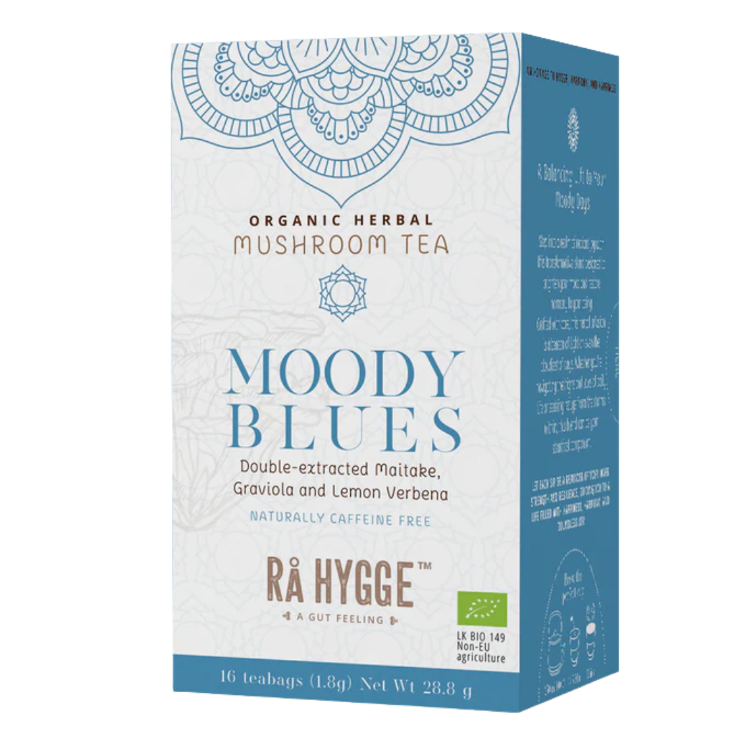 Rå Hygge Moody Blues - Maitake Sieniuutejauhe Yrttitee 16 teepussia