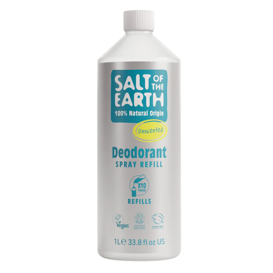Hajusteettoman Salt of the Earth Spray deodorantin täyttöpakkaus