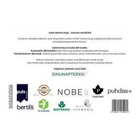 Sinunapteekin Vuosikalenteri vuodelle 2026 takakansi