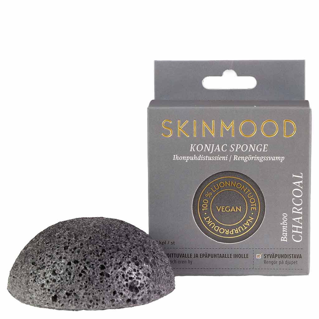 SkinMood Konjac Sponge Bamboo Charcoal - Bambuhiili Kasvosieni Rasvoittuvalle Iholle 1 kpl
