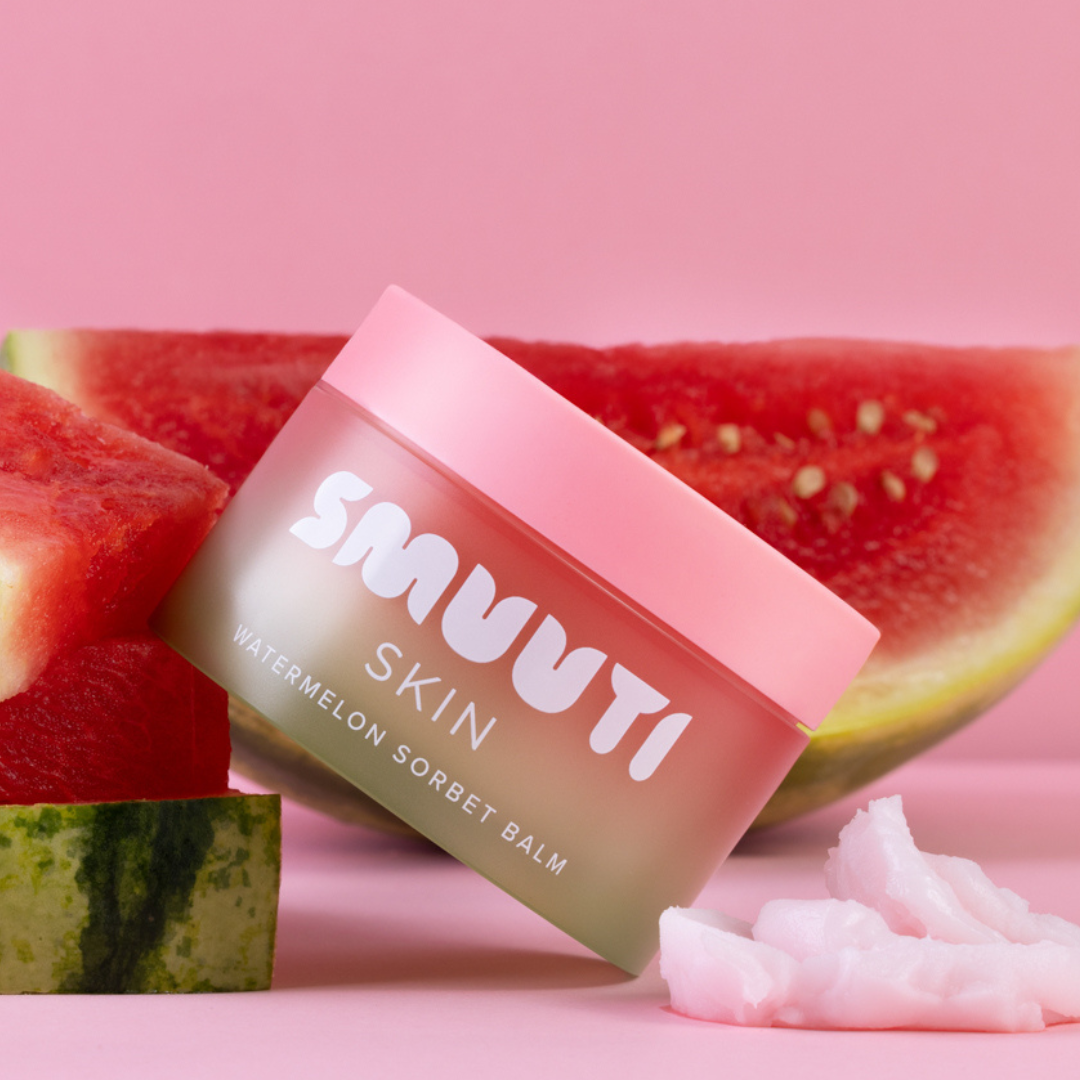 Smuuti Skin Watermelon Sorbet Balm - Puhdistusbalmi 100 ml kosteuttava öljypohjainen meikinpoisto vesimeloni koostumus sinunapteekki.fi