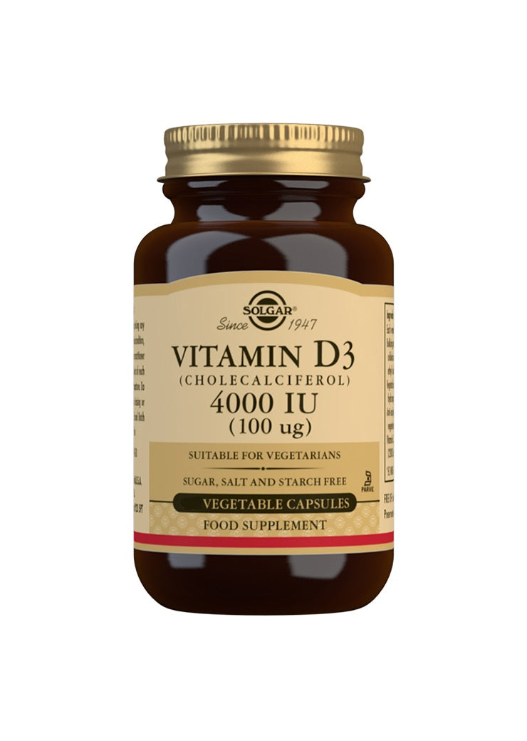 Solgar Vitamin D3 4000 IU 100 µg - D3-vitamiini 60 kaps.