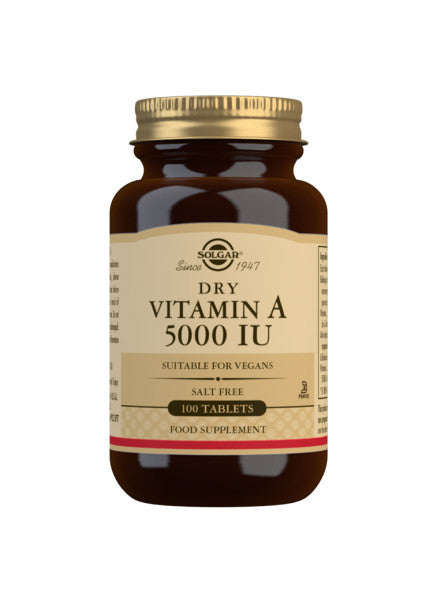 Solgar Dry Vitamin A 5000 IU - A-vitamiini 100 tabl.