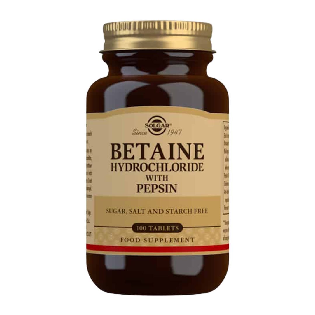 Solgar Betaine - Betaiinihydrokloridi + Pepsiini 100 tabl.