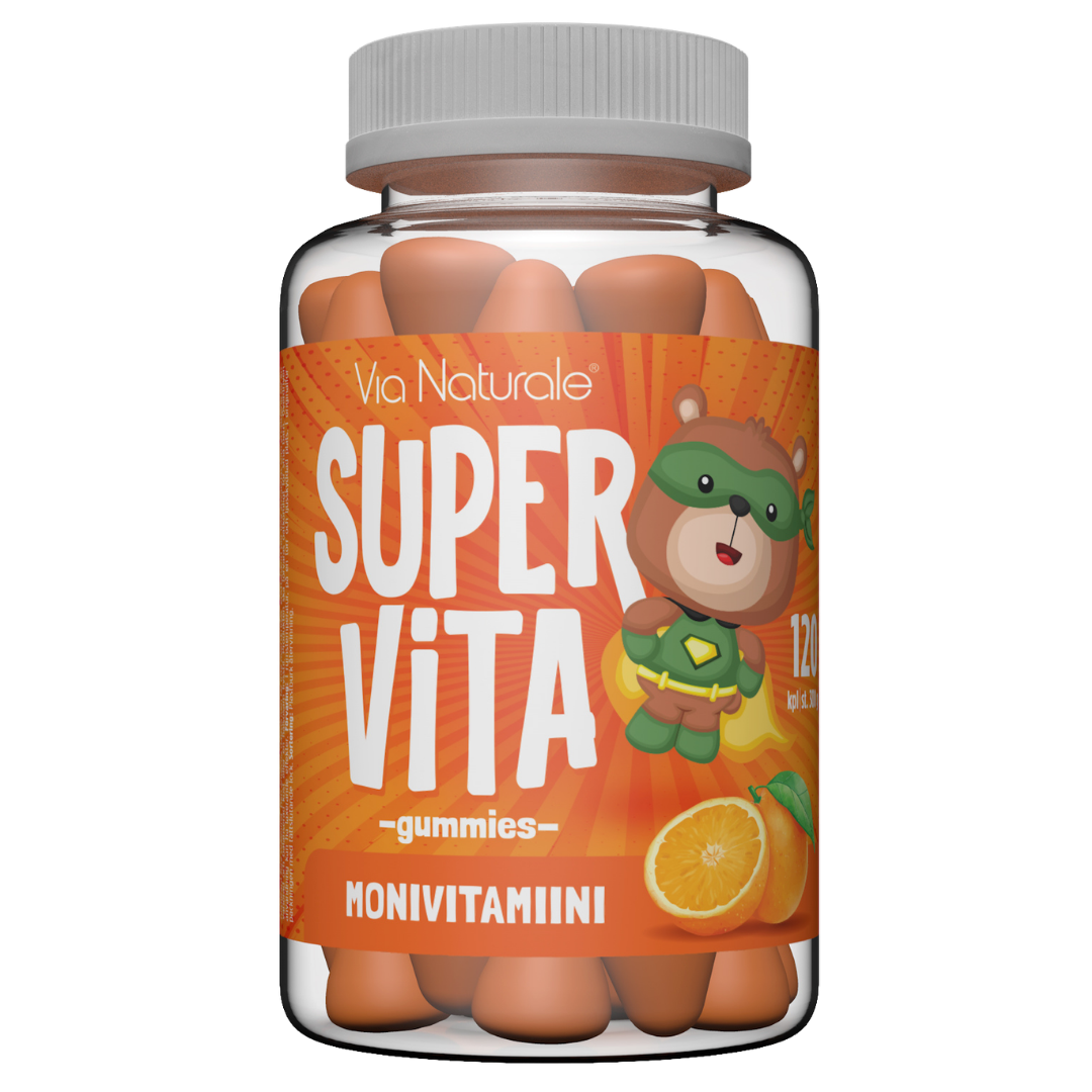 Super Vita Monivitamiini Gummies - Appelsiini 120 kpl - Sinunapteekki.fi