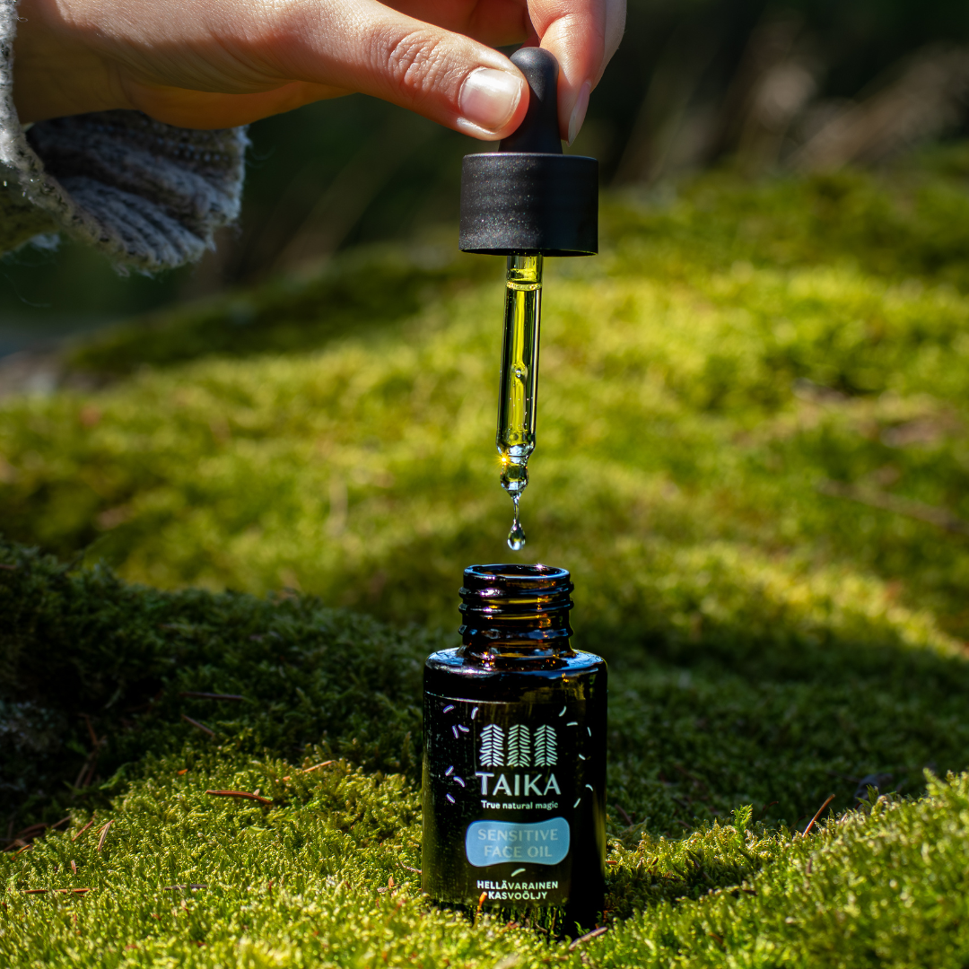 Taika Sensitive Face Oil - Hellävarainen Kasvoöljy 30 ml fiiliskuva koostumus, sinunapteekki.fi
