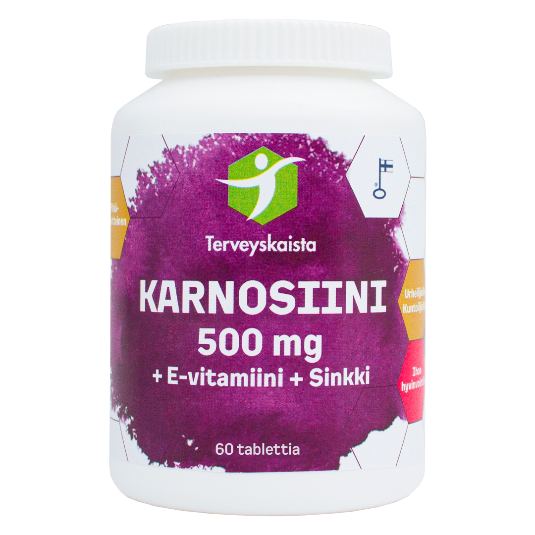 Terveyskaista Karnosiini 500 mg + E-vitamiini + Sinkki 60 kaps.