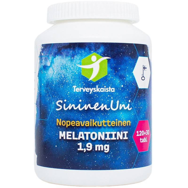 Terveyskaista Sininen Uni - Nopeavaikutteinen Melatoniini 1,9 mg 120+30 tabl.