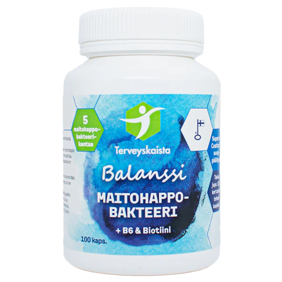 Terveyskaista Balanssi Maitohappobakteeri +  B6 & Biotiini 100 kaps.