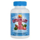 Sana-sol Vitanallet Kalsium + D-vitamiini Mansikan makuinen pureskeltava 90 kpl