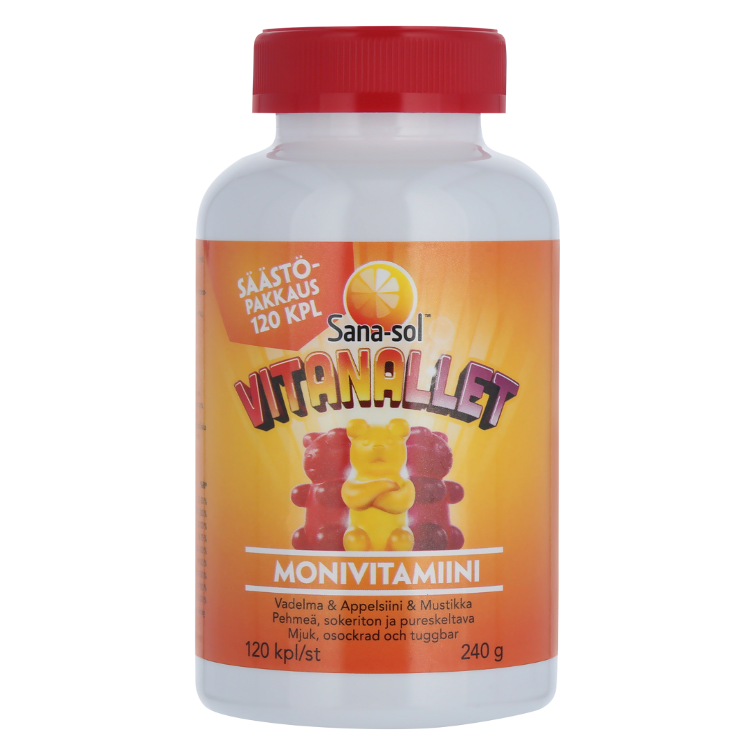 Sana-sol Vitanallet 120 kpl - Monivitamiini lapsille