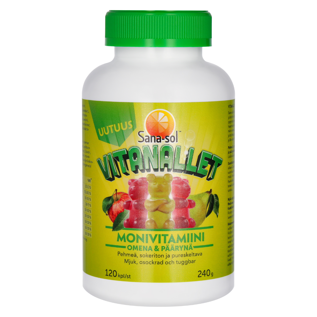 Sana-sol Vitanallet 120 kpl - Monivitamiini Omena & Päärynä