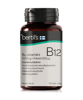 Bertil's Vitamin B12-vitamiini 1000 µg + folaatti 250 µg - maku: raikas appelsiini 100 tabl.