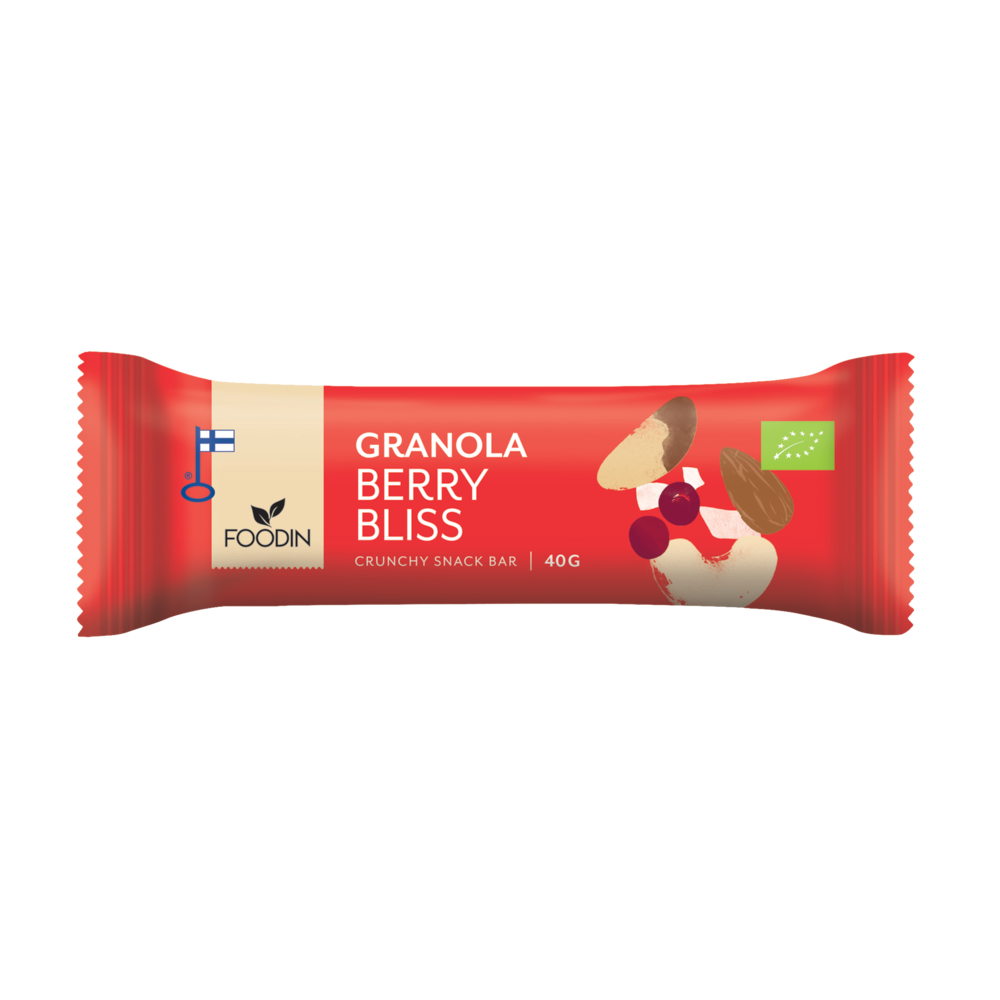 Foodin Granola Berry Bliss - välipalapatukka 40 g - Päiväys 06/2024