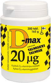 D-Max 20 µg 300 tabl. - Salmiakki - Purutabletti