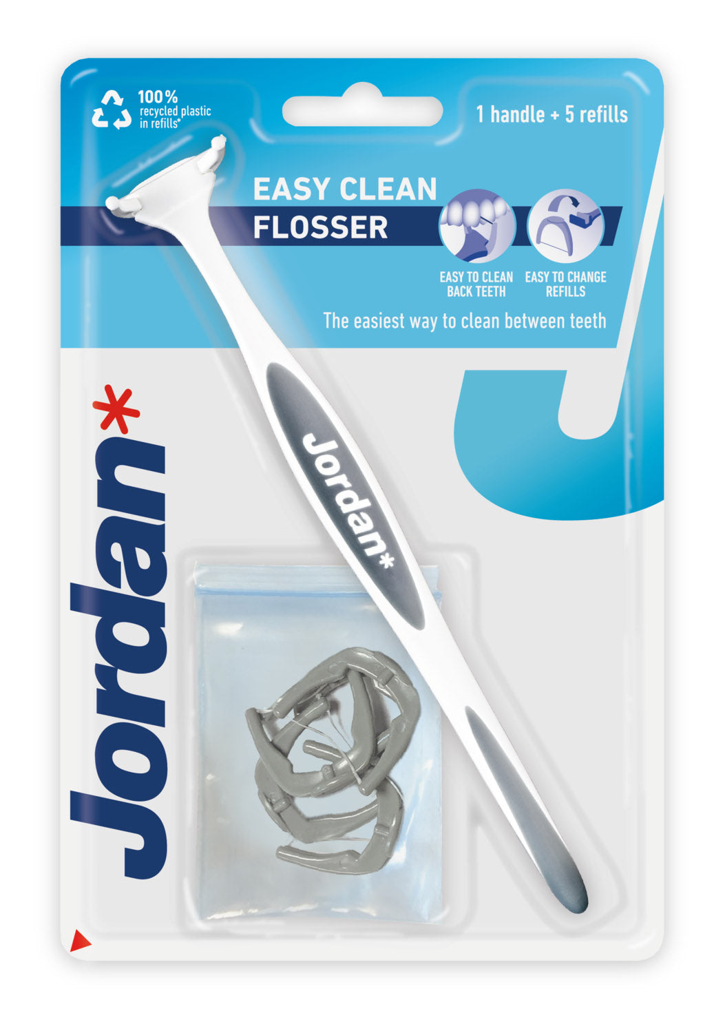 Jordan Easy Clean Flosser - Hammaslankain - lankain + 5 vaihtopäätä