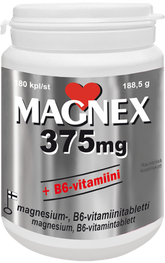 Magnex 375 mg + B6-vitamiini 180 tabl.