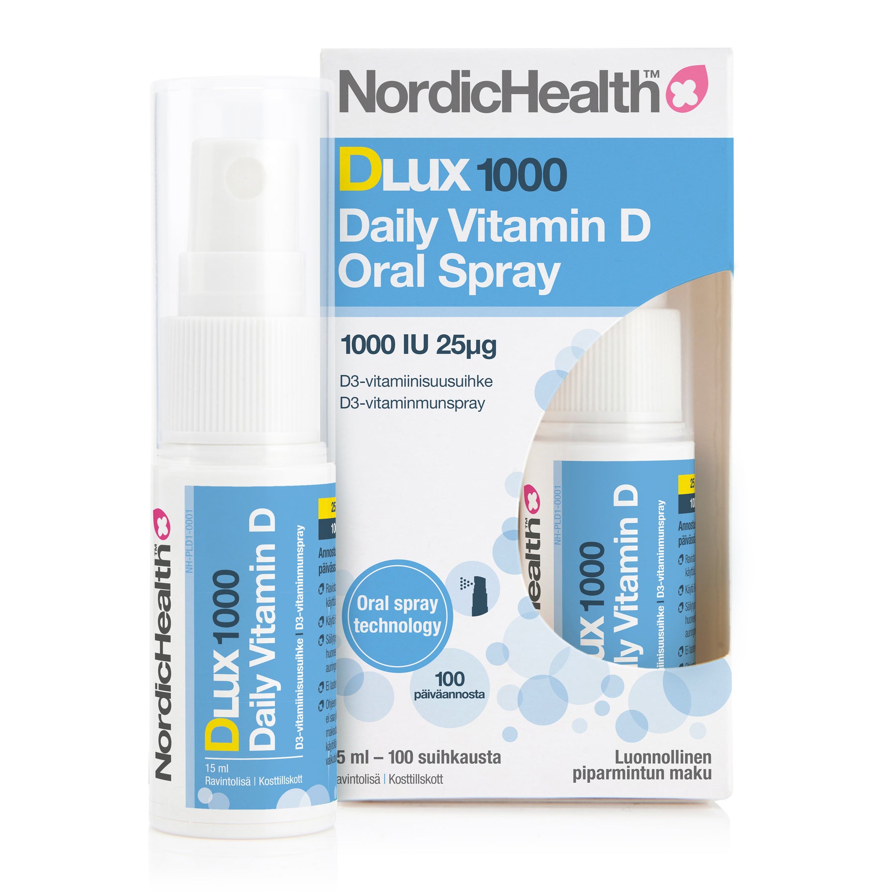 Nordic Health Dlux 1000 Daily Vitamin D Oral Spray - D3-Vitamiinisuusuihke 15 ml