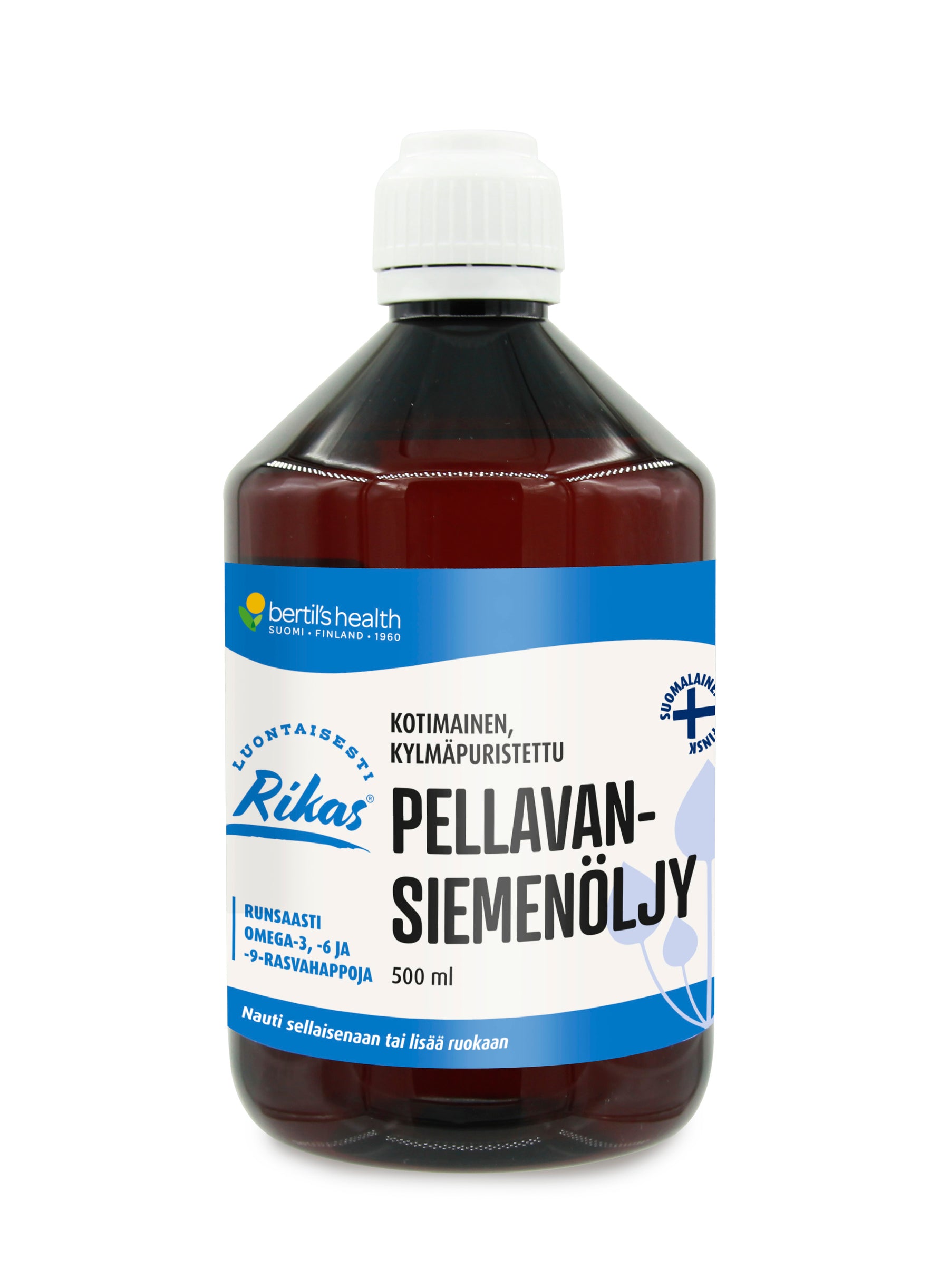Bertil's Health Kotimainen Kylmäpuristettu Pellavansiemenöljy 500 ml - Päiväys 09/2024