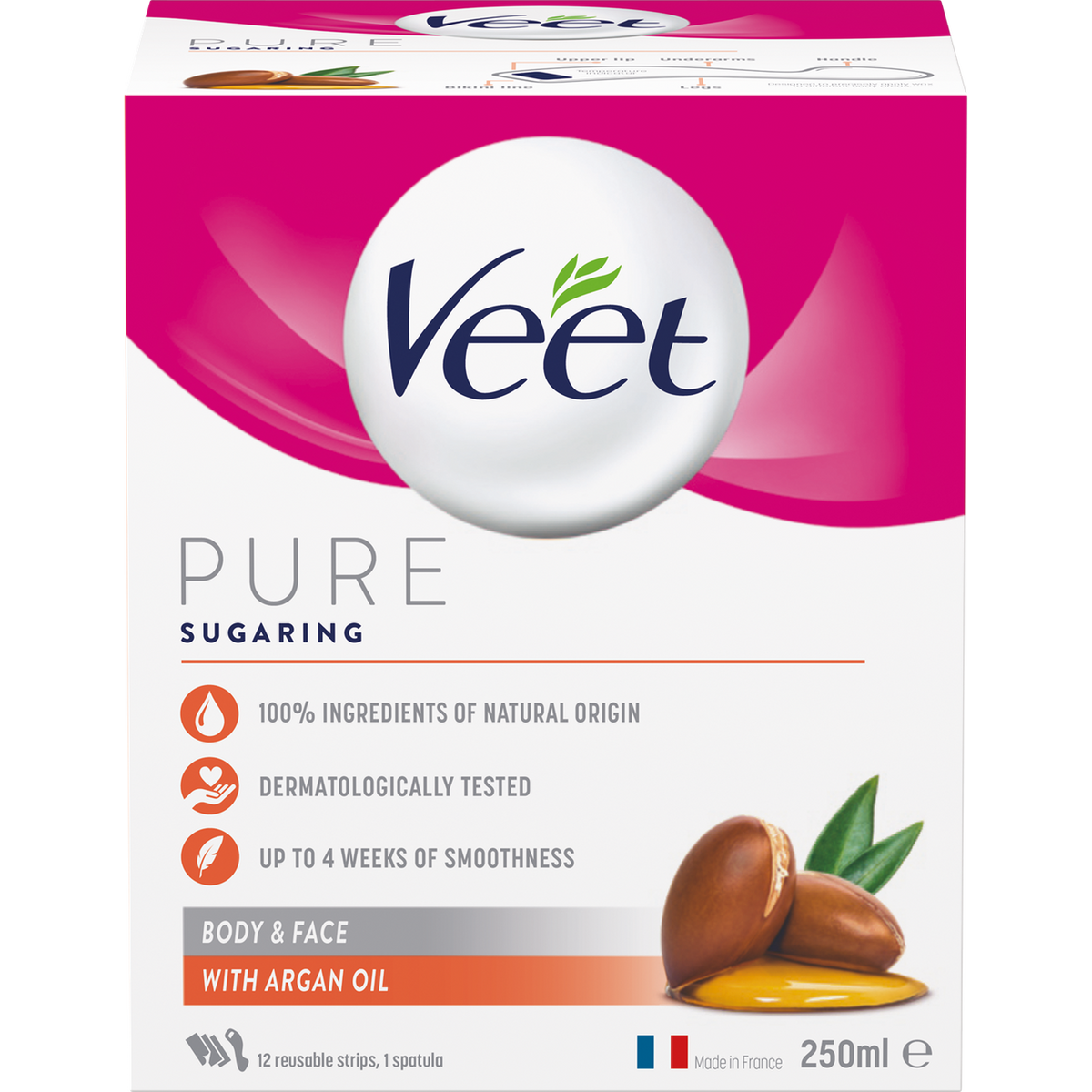 Veet Pure Sugaring with Argan Oil Body & Face - Sokerointivaha 250 ml