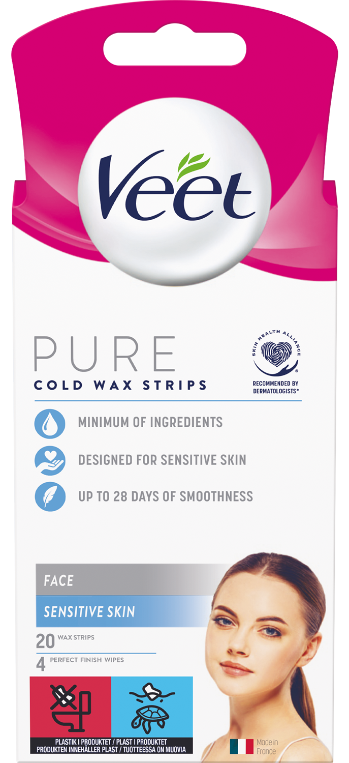 Veet Pure Cold Wax Strips Face Sensitive Skin - Kylmävahaliuska kasvoille 20 kpl