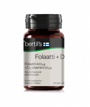 Bertil`s Folaatti 400 µg + D3-vitamiini 20 µg 90 tabl.