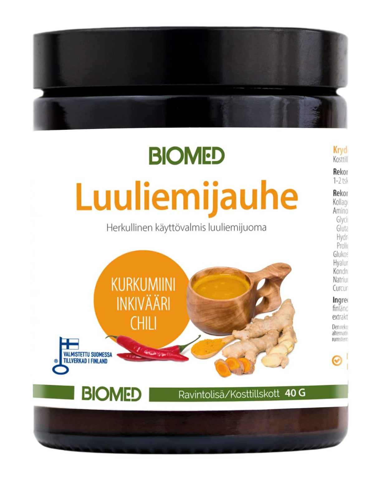 Biomed Luuliemijauhe Kurkumiini + Inkivääri + Chili 40 g.