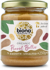 Biona Organic Smooth Unsalted Peanut Butter - Suolaton Maapähkinävoi 250 g -