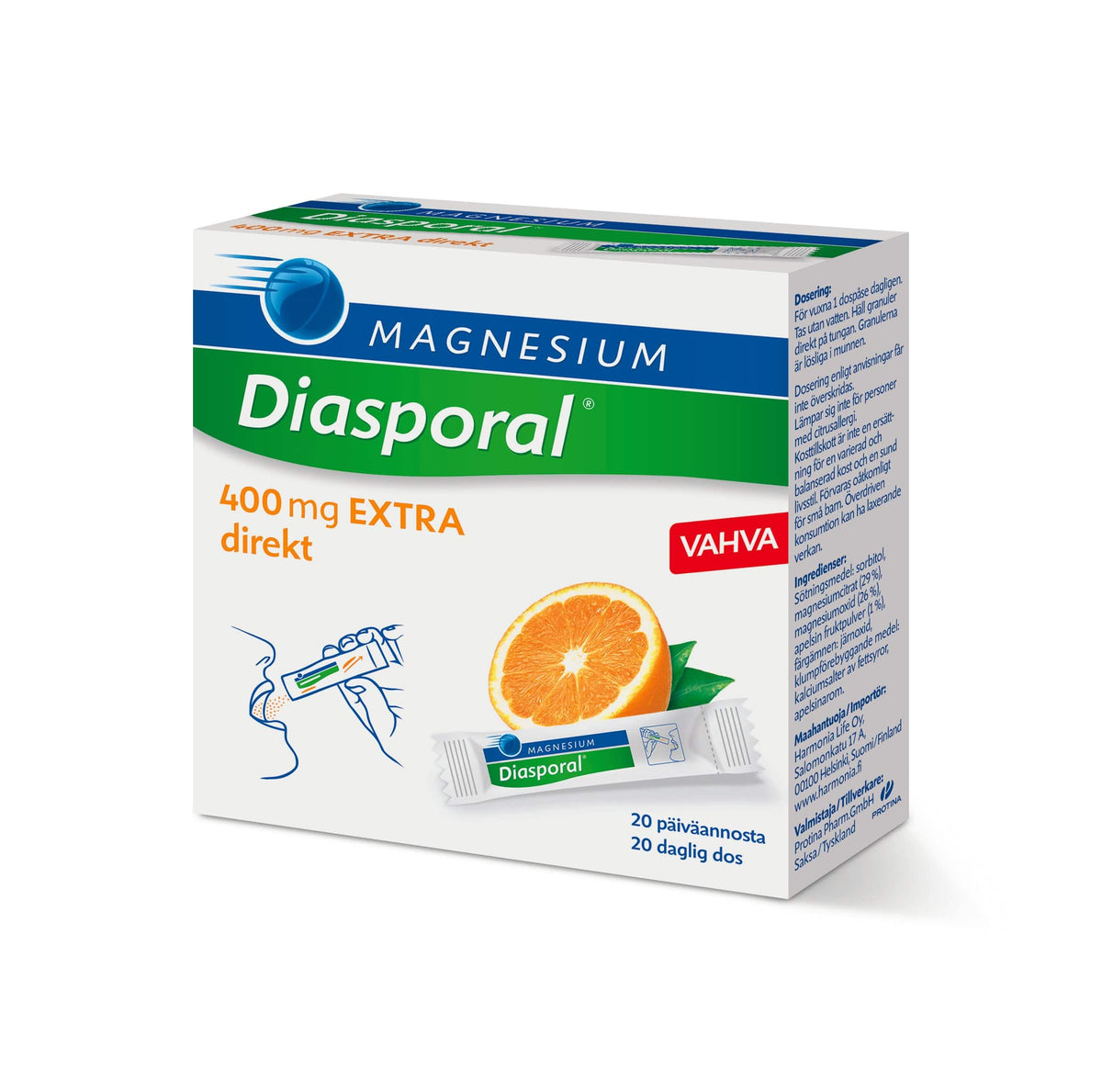 Magnesium Diasporal 400 Extra Direkt rakeet - 20 päiväannosta - poistuu